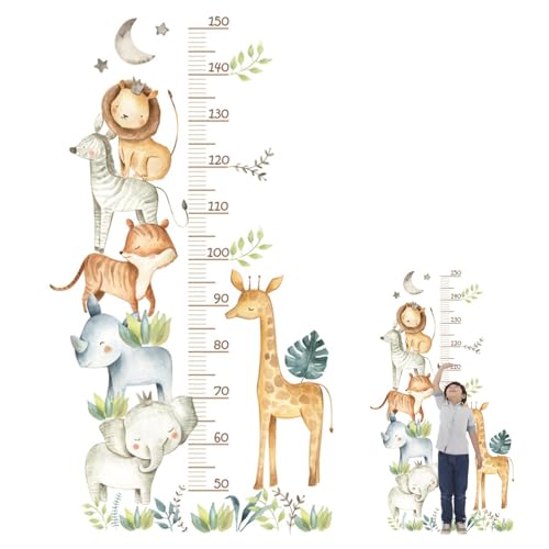 AUEJACKY Wandtattoo Aufkleber Waldtiere Messlatte für Kinder Wandtattoo Messlatte Kinder Kinderzimmer Deko für Jungen Mädchen Größe 50-150cm, dhf853 von AUEJACKY