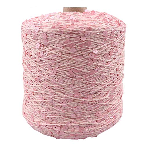 AUFWH Baumwollgarn 50g/140m Rosa - 6/3mm Paillettengarn für Strick- und Häkelprojekte von AUFWH