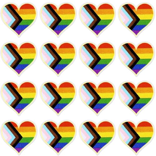 12 Stück Regenbogen-Aufnäher mit Herzmotiv, zum Aufbügeln, bestickt, LGBT-Reparatur-Flicken für Kleidung, Jacken, Jeans, Hosen, Kleid, Rucksack, Hut, Dekorationen 12 Stück Regenbogen-Aufnäher mit Herzmotiv, zum Aufbügeln, bestickt, LGBT-Reparatur-Flicken für Kleidung, Jacken, Jeans, Hosen, Kleid, Rucksack, Hut, Dekorationen von AUGSUN