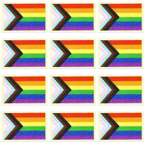 12 Stück Regenbogen-Flagge, zum Aufbügeln, Motiv: Pride Day, bestickt, LGBT-Reparatur-Flicken für Kleidung, Jacken, Jeans, Hosen, Kleid, Rucksack, Hut, Dekorationen 12 Stück Regenbogen-Flagge, zum Aufbügeln, Motiv: Pride Day, bestickt, LGBT-Reparatur-Flicken für Kleidung, Jacken, Jeans, Hosen, Kleid, Rucksack, Hut, Dekorationen von AUGSUN
