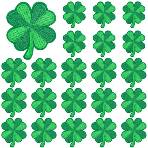 30 Stück Kleeblatt-Aufnäher zum Aufbügeln St. Patrick's Day Kleidung bestickt grün vierblättriges Kleeblatt zum Aufnähen auf Applikation Reparatur Patch DIY Handwerk für Kleidung, Jacken, Jeans, von AUGSUN