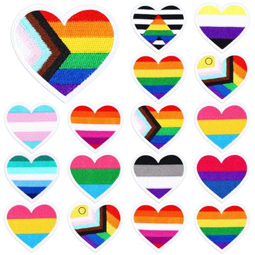 30 Stück Regenbogen-Herz-Aufnäher zum Aufbügeln, Motiv: Pride Day, bestickt, LGBTQ Fortschritt, Lesben, Schwule, Bisexuell, Transgender, Reparaturflicken, Basteln, für Kleidung, Jacken, Jeans, Kleider 30 Stück Regenbogen-Herz-Aufnäher zum Aufbügeln, Motiv: Pride Day, bestickt, LGBTQ Fortschritt, Lesben, Schwule, Bisexuell, Transgender, Reparaturflicken, Basteln, für Kleidung, Jacken, Jeans, Kleider von AUGSUN