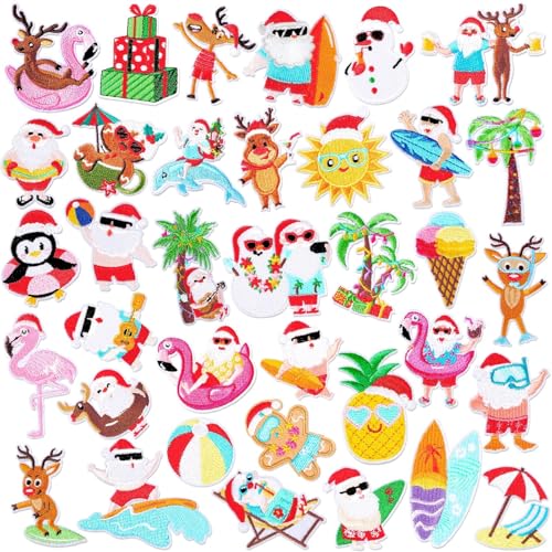 36 Stück Sommer Weihnachten Bügelbilder Weihnachten im Juli Strandthema bestickte Aufnäher Applikation hawaiianische tropische Reparatur Patch DIY Handwerk für Kleidung Jacke Jeans Hosen Kleid 36 Stück Sommer Weihnachten Bügelbilder Weihnachten im Juli Strandthema bestickte Aufnäher Applikation hawaiianische tropische Reparatur Patch DIY Handwerk für Kleidung Jacke Jeans Hosen Kleid von AUGSUN