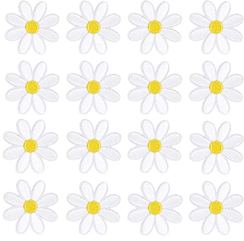 AUGSUN Patches zum Aufbügeln, 30 Stück Gänseblümchen Aufnäher zum Aufbügeln Blumen Bügelflicken Dekorative Bügelbilder für Textilien Aufnäher für Erwachsene und Kinder von AUGSUN