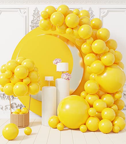 AULE Gelbe Luftballons Girlande: 100 Stück Gelbe Matte Ballons Girlande Set Gelb Glänzend Chrom Latex Luftballon für Geburtstag Party Party Deko Hochzeit Einschulung Kindergeburtstag Deko von AULE