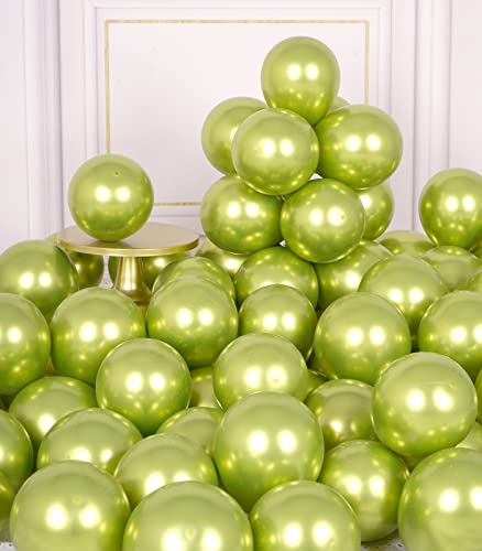 AULE Kleine Luftballons Limettengrün Metallic: 50 Stück 5 Zoll Luftballon Klein Hell Grün Helium Ballons Latex Ballon für Geburtstag Babyparty Dschungel Dinosaurier Deko von AULE