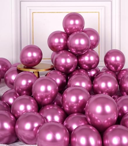 AULE Kleine Luftballons Pink Metallic: 50 Stück 5 Zoll Luftballon Klein Fuchsia Helium Ballons Latex Hot Pinke Ballon für Baby Shower Hochzeit Geburtstag Deko von AULE