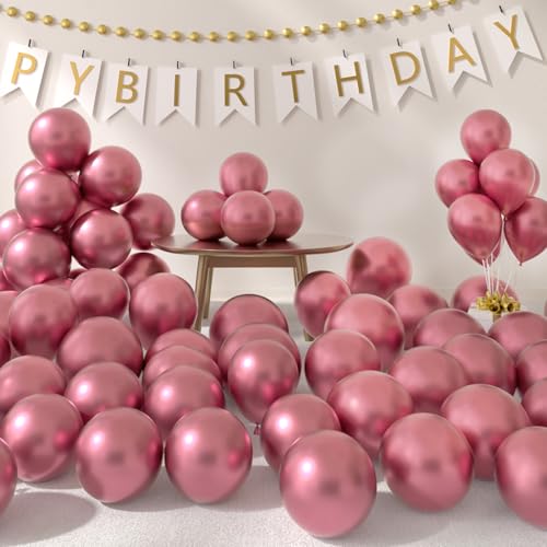 AULE Kleine Luftballons Rosa Metallic: 50 Stück 5 Zoll Luftballon Klein Chrom Rosa Helium Ballons Latex Ballon für Baby Shower Gender Reveal Graduation Geburtstag Deko von AULE