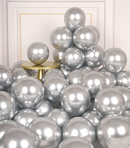 AULE Kleine Luftballons Silber Metallic: 50 Stück 5 Zoll Luftballon Klein Silberne Helium Ballons Latex Ballon für Hochzeit Graduation Junggesellenabschied Geburtstag Deko von AULE