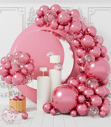 AULE Luftballon Girlande Rosa: 100 Stück Rosa Konfetti Ballons Girlande Helium Rosé Ballongirlande Rose Latex Luftballons für Baby Shower Gender Reveal Gender Reveal Baby Shower Deko von AULE