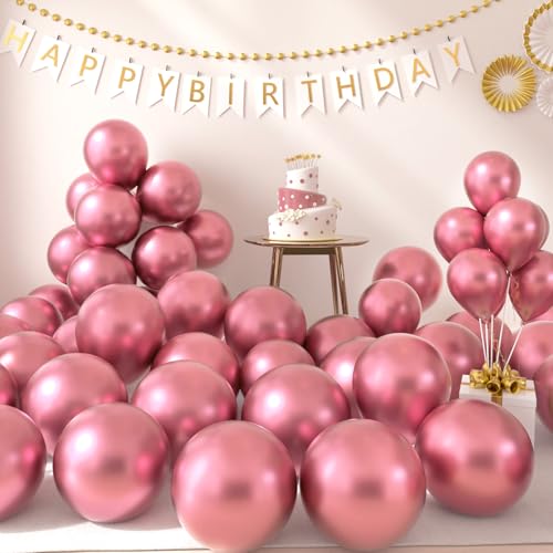 AULE Luftballons Rosa Metallic: 50 Stück 12 Zoll Helium Ballons von AULE