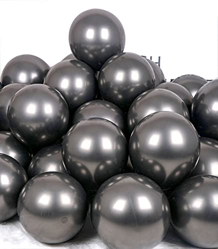 AULE Schwarze Luftballons Metallic Helium: 50 Stück 12 Zoll Luftballon Schwarz Ballons Latex Geburtstagsdeko für Graduation Junggesellenabschied Halloween Deko von AULE