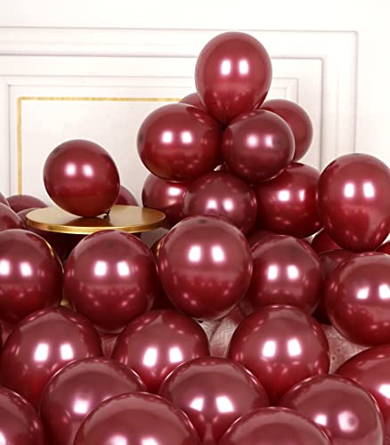 Kleine Luftballons Weinrote Dunkelrot Metallic: 50 Stück 5 Zoll Luftballon Klein Rossi Scuro Helium Ballons Burgunder Latex Ballon für Geburtstag Party Hochzeit Graduation Deko von AULE