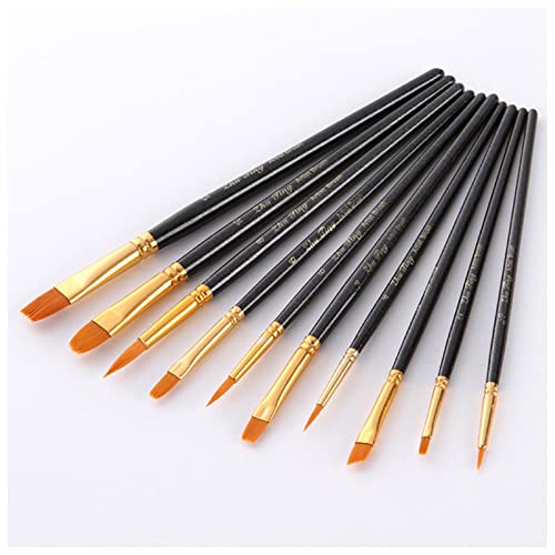 AULISHUO Pinsel 10pcs / Pack Pinsel Pinsel Set Malerei Kunstbürste for Acryl Öl Aquarell Künstler Professionelle Malerei Kits Ölfarben Pinsel(Black) von AULISHUO