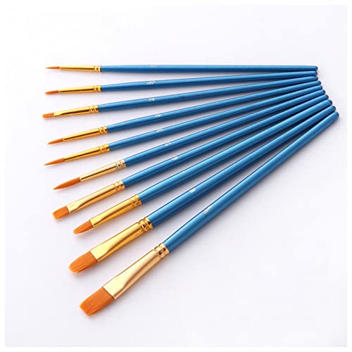 AULISHUO Pinsel 10pcs / Pack Pinsel Pinsel Set Malerei Kunstbürste for Acryl Öl Aquarell Künstler Professionelle Malerei Kits Ölfarben Pinsel(Blue) von AULISHUO