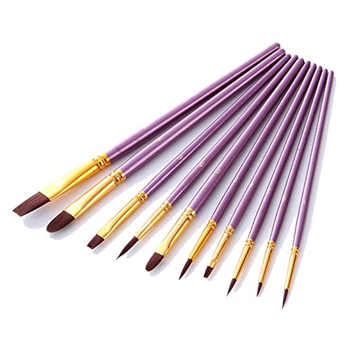 AULISHUO Pinsel 10pcs / Pack Pinsel Pinsel Set Malerei Kunstbürste for Acryl Öl Aquarell Künstler Professionelle Malerei Kits Ölfarben Pinsel(Purple) von AULISHUO