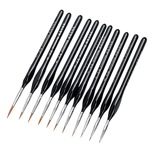 AULISHUO Pinsel 11 Teile/Satz Aquarell Gouache Pinsel Pinsel 2 Modelle Verschiedene Form Runde Spitze Nylon Haar Malerei Pinsel Set Kunst liefert Ölfarben Pinsel(Black) von AULISHUO