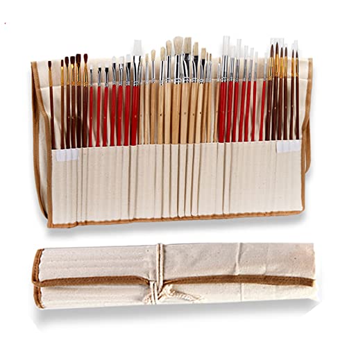 AULISHUO Pinsel 38 Teile/Satz Pinsel mit leinwandtasche Fall Langen holzgriff synthetische Haare Kunst lieferungen for ölacryl aquarell malerei Ölfarben Pinsel von AULISHUO