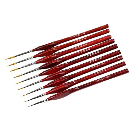 AULISHUO Pinsel 9 Teile/Satz Miniaturfarbe Pinsel Kit Professionelles Haar Feine Detailkunst Modell Werkzeuge Malerei Zeichnung Pinsel Pinselstift Ölfarben Pinsel von AULISHUO