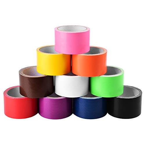 Klebeband Bunt 50mm x 9m Farbiges Duct Tape Panzertape Panzerband Gewebeband Gewebeklebeband Handreißbar & Wasserfest für Universelle Anwendungen wie Markieren, Abdichten, Bündeln, Handwerk, 10 Rollen von AUMUA