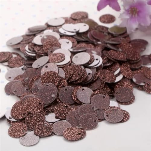 AUNANGLJSCS Flache, runde Paillette, 10 g Pailletten, 10 mm, Blitzpulver, PVC-Glitzer-Pailletten, Nähen, Basteln, DIY-Zubehör for Kleidungsstücke (Farbe: Grau)(Coffee) von AUNANGLJSCS