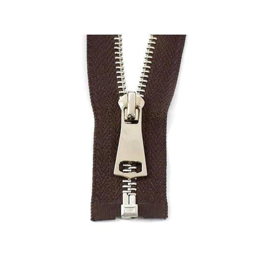 AUNANGLJSCS Geschlossene Nylon-Reißverschlüsse, Reißverschluss 1pc 5# Metall-reißverschluss Offene Jacke Mantel Reißverschlüsse Tasche Kleidung Zipper Reparatur Kit Nähen Zubehör(Brown,100cm) von AUNANGLJSCS