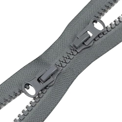 Geschlossene Nylon-Reißverschlüsse, Reißverschluss 80/90/100 cm 8# Harz-Reißverschluss, Doppelschieber, Reißverschlüsse, Tasche, offene Reißverschlüsse, Reparaturset, DIY-Nähen, Bekleidungszubehör(Gra von AUNANGLJSCS