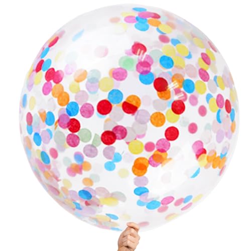 AUNGCSHE 4 Konfetti Luftballon Bunt, 36 Zoll Riesen Luftballons, XXL Luftballon, Luftballons Geburtstag, Latex Balloons, Party Decoration für Hochzeit Geburtstag Babyparty Baby Shower von AUNGCSHE