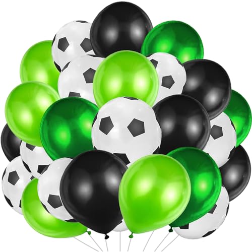 AUNGKWANG 40 Pcs Fußball Ballons,12 Zoll World Cup Latex Fußball Luftballons, Fussball Deko Geburtstag für Kinder, Fussball Geburtstag Deko, Luftballons Fussball für Party Deko Kindergeburtstag Jungen von AUNGKWANG