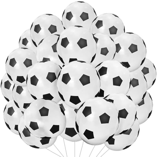 AUNGKWANG 48 Pcs Fußball Ballons,12 Zoll World Cup Latex Fußball Luftballons, Fussball Deko Geburtstag für Kinder, Fussball Geburtstag Deko, Luftballons Fussball für Party Deko Kindergeburtstag Jungen von AUNGKWANG