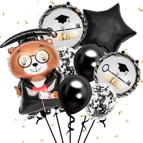 AUNGKWANG 8 Stück Abschlussballons, Bären-Abschlussfolienballons, Abschlussballon-Set, Abschlussparty-Dekorationen, Abschlusszeremonie, Abschlussurkunde, Geschenkdekorationen von AUNGKWANG