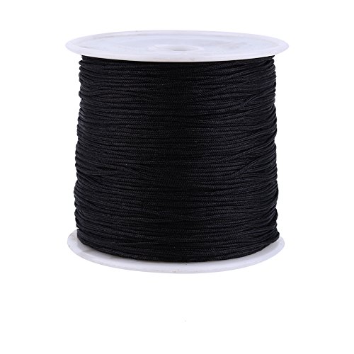 0,8 mm Nylon Knot Cord String, Nylon Chinese Knot Cord Rattail Makramee Shamballa Thread String Schwarz, 100M von AUNMAS