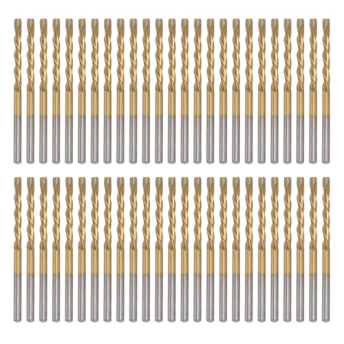 50pcs Bohrerbits mit Aufbewahrungskoffer, 1/8 Zoll Hochgeschwindigkeits -Stahl -Spiral -Sägen -Bohrbit für Holz, Glasfaser, Kunststoff, Aluminiumschnitt (GOLD) von AUNMAS