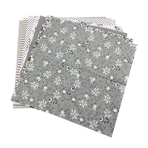 7 Stück Baumwolle Stoff DIY Verschiedene Quilting Cotton Craft Fabric Bundle, Cotton Fabric DIY Verschiedene Quadrate Vorgeschnittene Bettwäsche 50 * 50 cm(Grau) von AUNMAS