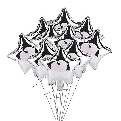 Sternballons, 10 Stück, Fünf Sterne, Aluminiumfolienballons, Aufblasbare Luftballons für Hochzeit, Geburtstag, Party, Verlobung (SILVER) von AUNMAS