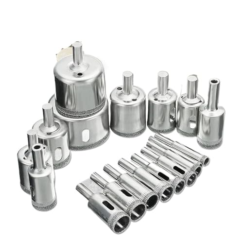 15pcs/set 6mm-50mm Diamond Coated Hole Saw Drill Bit Cutter Core Shaft Tool Kit for Ceramic Porcelain Glass Marble AUOQKQUT von AUOQKQUT