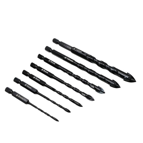 3~12mm Best Cross Hex Tile Drill Bits Set for Glass Ceramic Concrete Hole Opener Brick Hard Alloy Triangle Bit Tools AUOQKQUT(Black3 4 5 6 8 10 12) von AUOQKQUT