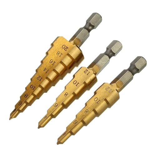 3Pcs/set 3-12mm 4-12mm 4-20mm HSS Straight Groove Step Drill Bit Titanium Coated Wood Metal Hole broca escalonada Tools Set AUOQKQUT von AUOQKQUT