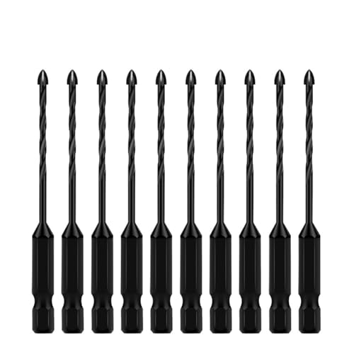 4/5/7pcs Cross Hex Drill Bit Set For Concrete Porcelain Tile Glass Metal Professional Multifunction Drill Bits Carbide Drills AUOQKQUT(10pcs 3mm) von AUOQKQUT