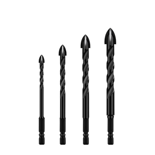 4/5/7pcs Cross Hex Drill Bit Set For Concrete Porcelain Tile Glass Metal Professional Multifunction Drill Bits Carbide Drills AUOQKQUT(4pcs 6 8 10 12mm) von AUOQKQUT