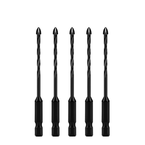 4/5/7pcs Cross Hex Drill Bit Set For Concrete Porcelain Tile Glass Metal Professional Multifunction Drill Bits Carbide Drills AUOQKQUT(5pcs 4mm) von AUOQKQUT