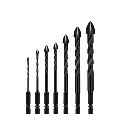 4/5/7pcs Cross Hex Drill Bit Set For Concrete Porcelain Tile Glass Metal Professional Multifunction Drill Bits Carbide Drills AUOQKQUT(7pcs 3 4 5 6 8 10 12) von AUOQKQUT