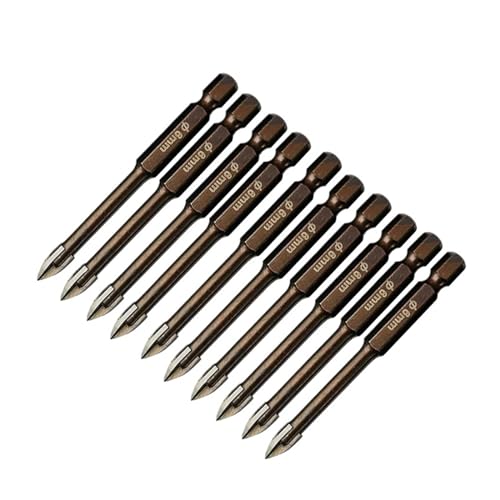 Cross Hex Tile Glass Drill Bits Set Titanium Coated Power Tools Accessories for Glass Ceramic Concrete Hole Opener AUOQKQUT(10pcs 6mm) von AUOQKQUT