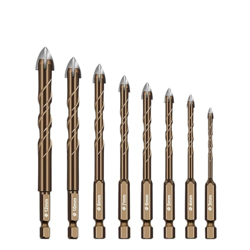 Cross Hexagon Tile Glass Cement Metal Ceramic Wood Hole Saw Triangle Alloy Drill Bit Size 3mm 4mm 5mm 6mm 8mm 10mm 12mm AUOQKQUT(8pcs) von AUOQKQUT