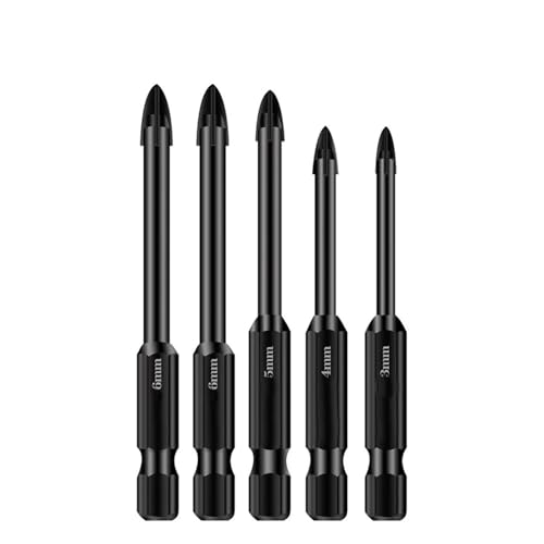 Glass Tile Drill Bits Set Tungsten Carbide Tipped Spear Head Ceramic Tile Marble Mirror Drill Bits 3/4/5/6/7/8/10/12mm AUOQKQUT(3 4 5 6 6mm) von AUOQKQUT