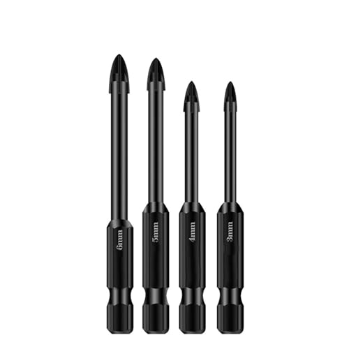 Glass Tile Drill Bits Set Tungsten Carbide Tipped Spear Head Ceramic Tile Marble Mirror Drill Bits 3/4/5/6/7/8/10/12mm AUOQKQUT(3 4 5 6mm) von AUOQKQUT