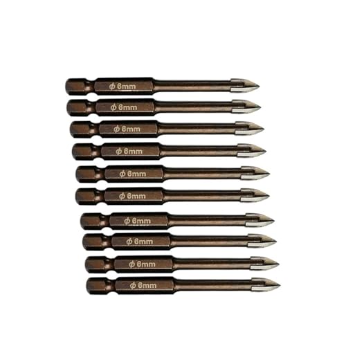 Tungsten Carbide Glass Drill Bit Set Alloy Carbide Point with 4 Cutting Edges Tile & Glass Cross Spear Head Drill Bits AUOQKQUT(10pcs 6mm) von AUOQKQUT