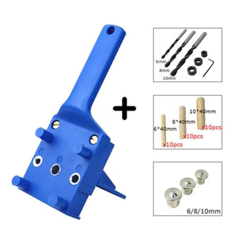 Woodworking Tool Handheld Drill Guide Hole Saw Tools Drill Bits Drilling Locator Straight Hole Locator Carpenter Corner Clamp AUOQKQUT(Blue-Set 2) von AUOQKQUT