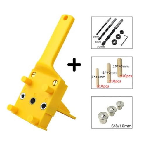 Woodworking Tool Handheld Drill Guide Hole Saw Tools Drill Bits Drilling Locator Straight Hole Locator Carpenter Corner Clamp AUOQKQUT(Yellow-Set 2) von AUOQKQUT