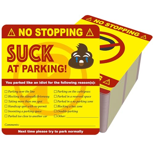 AURIFEROUS You Suck at Parking Visitenkarten, 100 Stück, Bad Parking Karten, 12,9 x 13,5 cm, Prankster Stuff für Erwachsene mit mehreren Gründen von AURIFEROUS